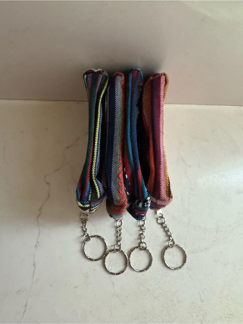 NWOT- bundle of 4. Artesanal Handwoven cambas multicolor Coin Pouch Keychain